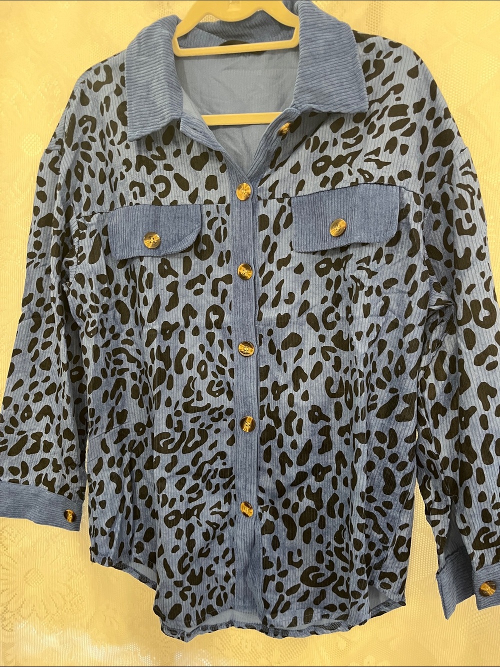Chic Me Leopard Print Corduroy Shacket NWOT M
